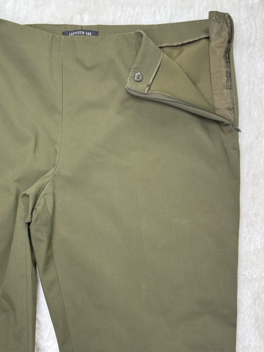 Lafayette 148 Lexington Bleecker Pants Trouser 14 Olive Cropped Side Zip Career - Picture 11 of 16